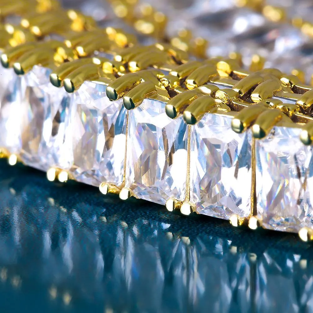 6mm Baguette Cut CZ Diamond Tennis Chain in 14K Gold