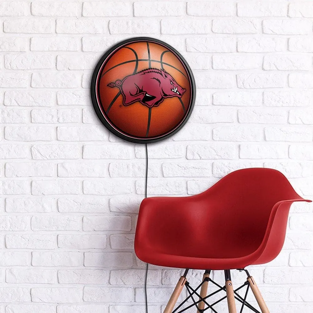 Arkansas Razorbacks: Basketball - Round Slimline Lighted Wall Sign