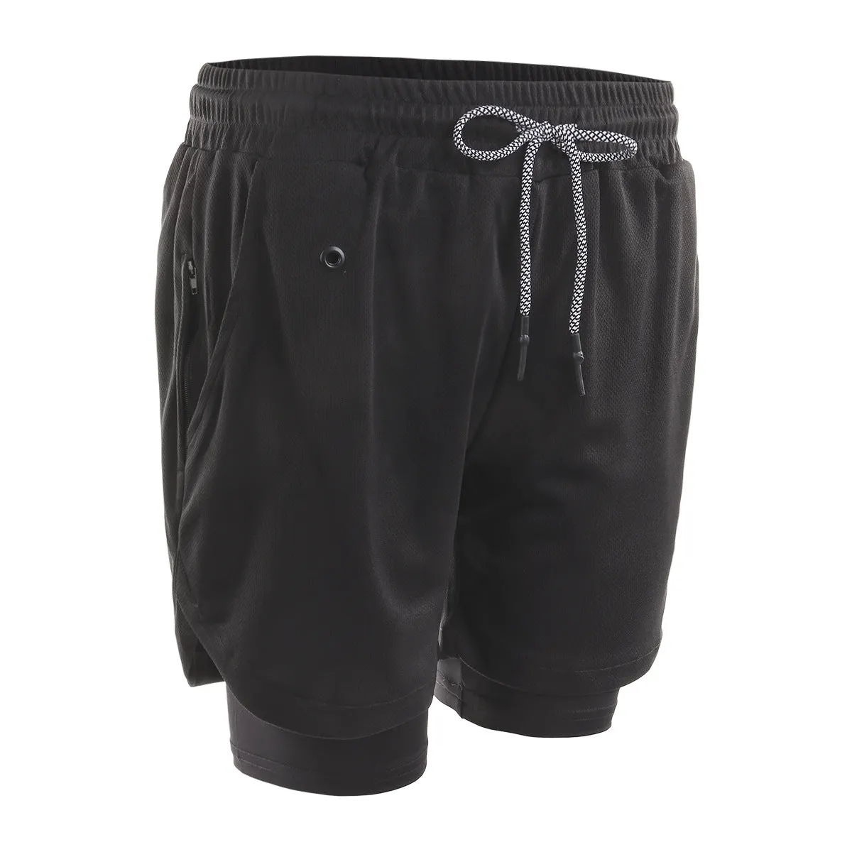Breathable Soft Men's Running Two-Layer Pocket Shorts