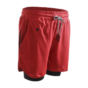 Breathable Soft Men's Running Two-Layer Pocket Shorts