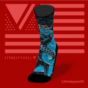 CALZE LITHE CROSSFIT STAY HUNGRY SHARK WOD WORKOUT RX SOCKS