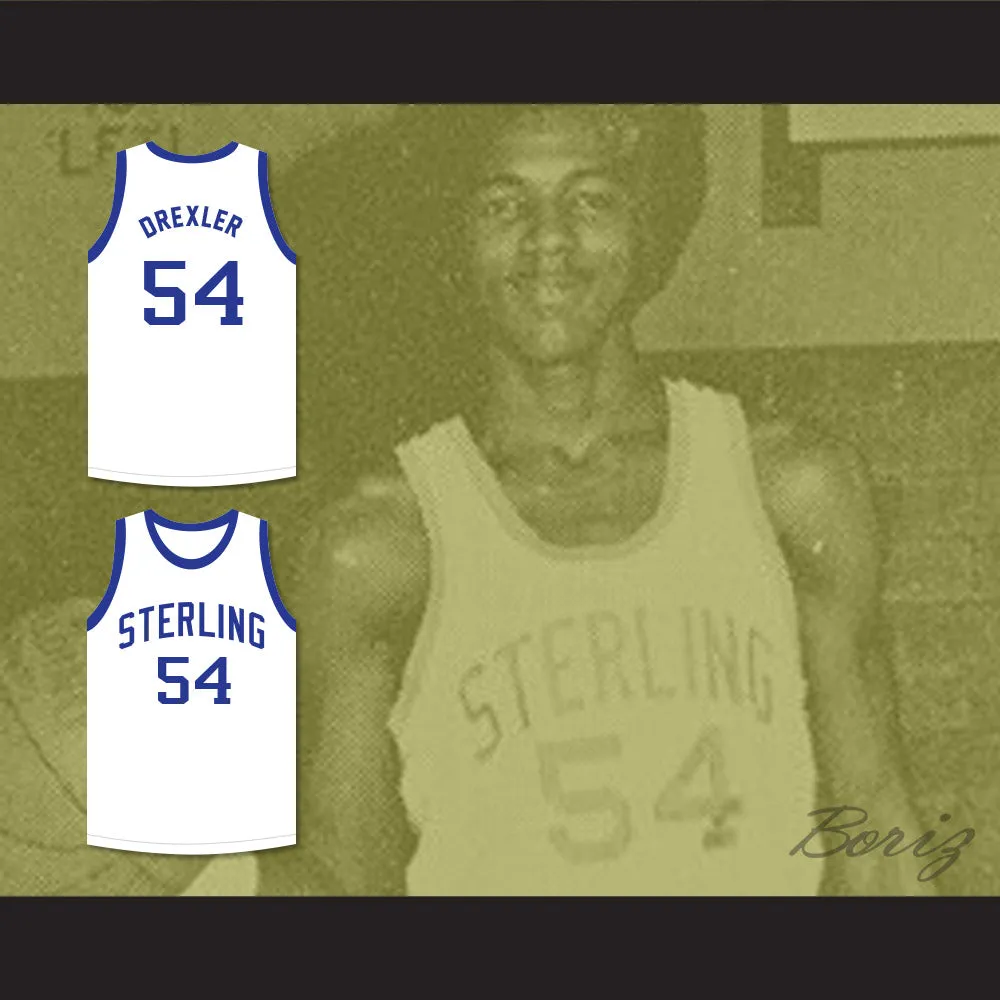 Clyde Drexler 54 Sterling High School Raiders White Basketball Jersey 2
