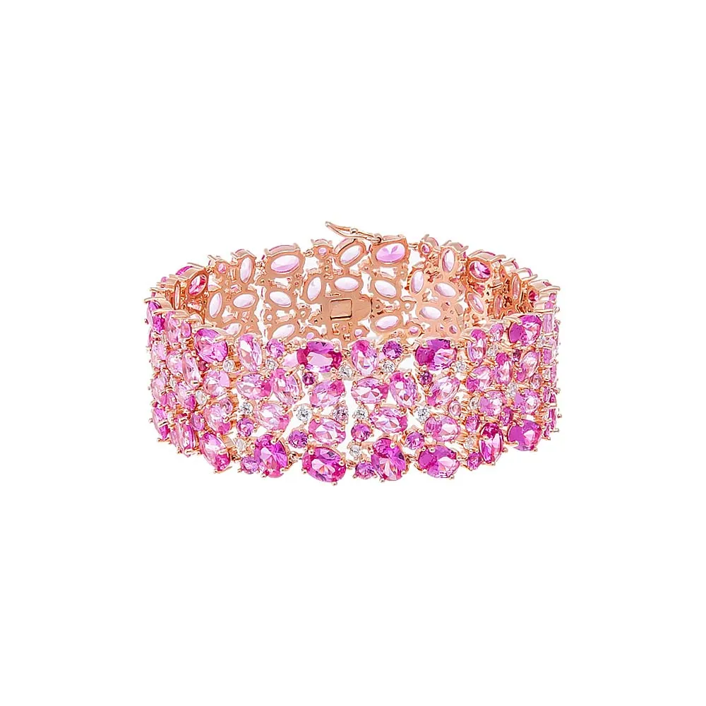 Colored CZ Triple Row Tennis Bracelet