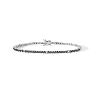 Comete Tennis Bracelet Silver 925 Black and White Zirconi 19cm UBR 900 M19