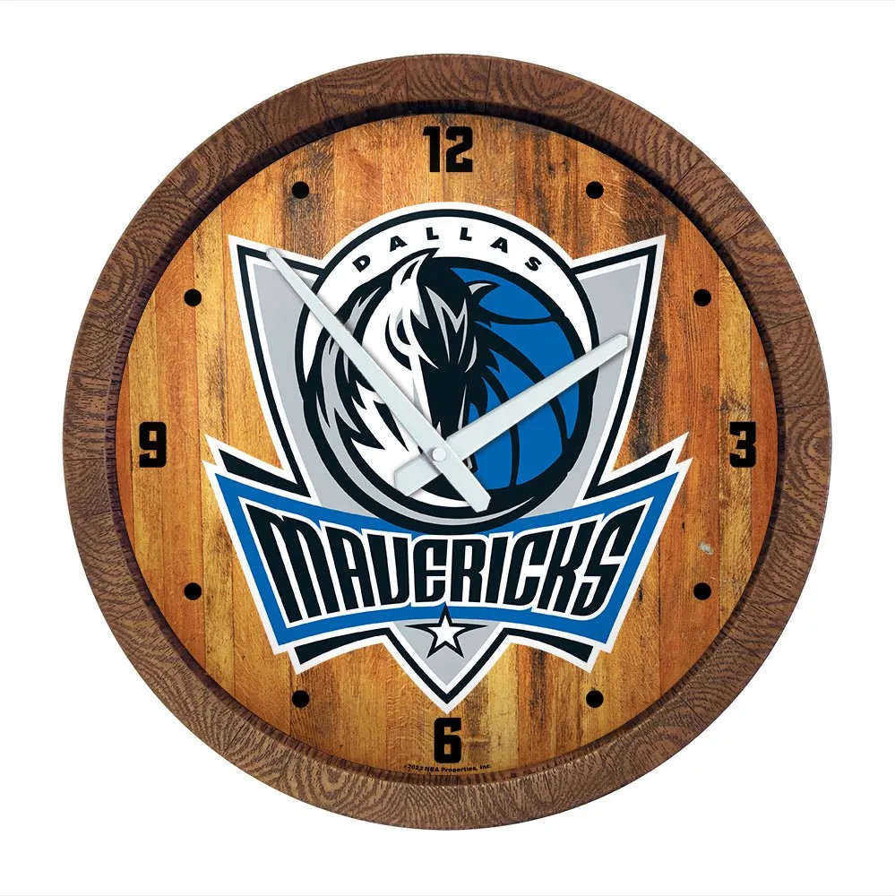 Dallas Mavericks: Logo - "Faux" Barrel Top Clock