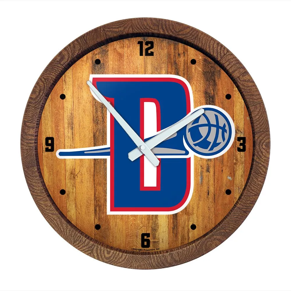 Detroit Pistons: Logo - "Faux" Barrel Top Clock