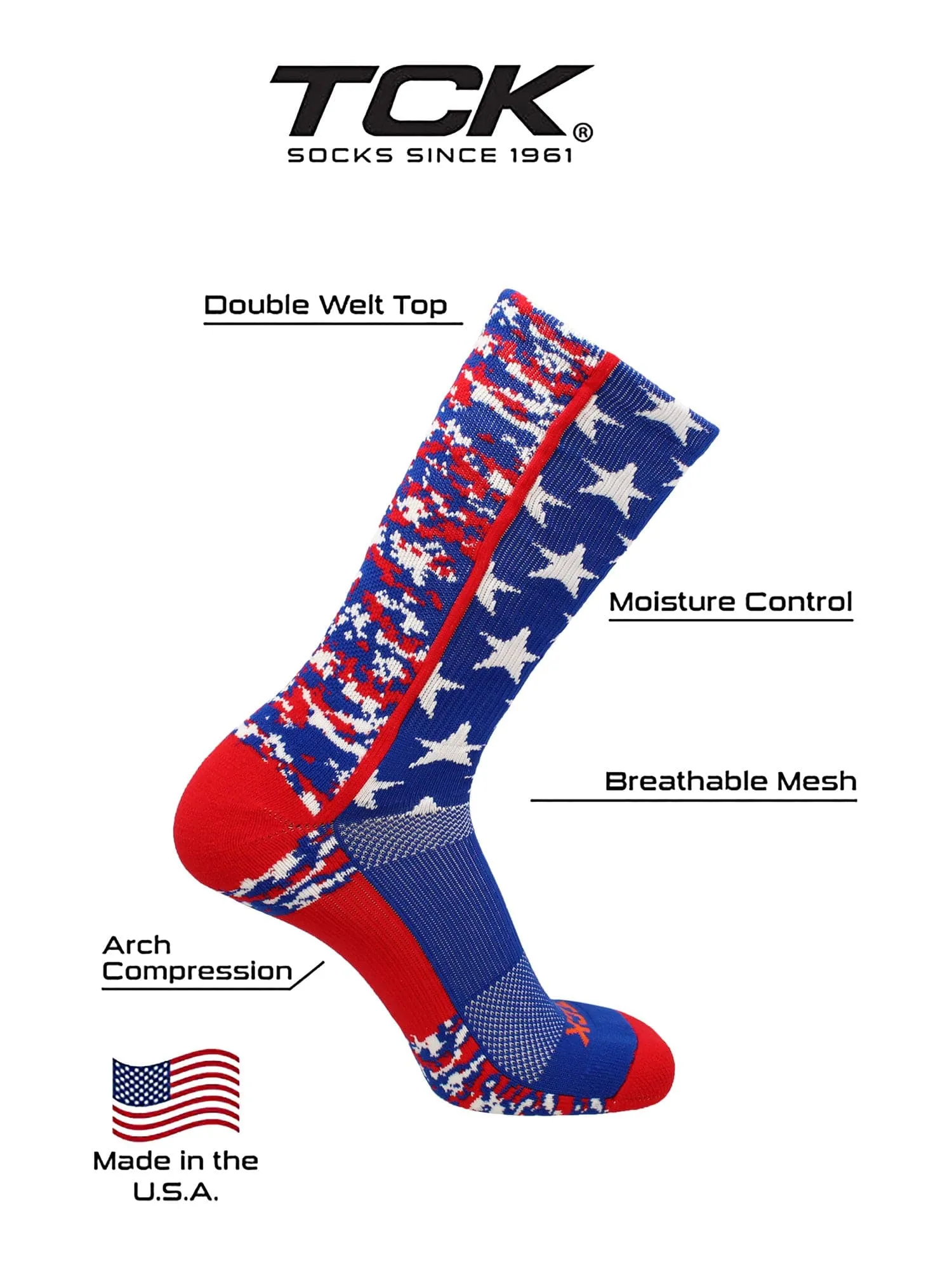 Digi Camo USA Flag Crew Socks