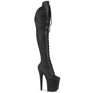 FLAMINGO-3014  Black Stretch Faux Leather/Black Matte