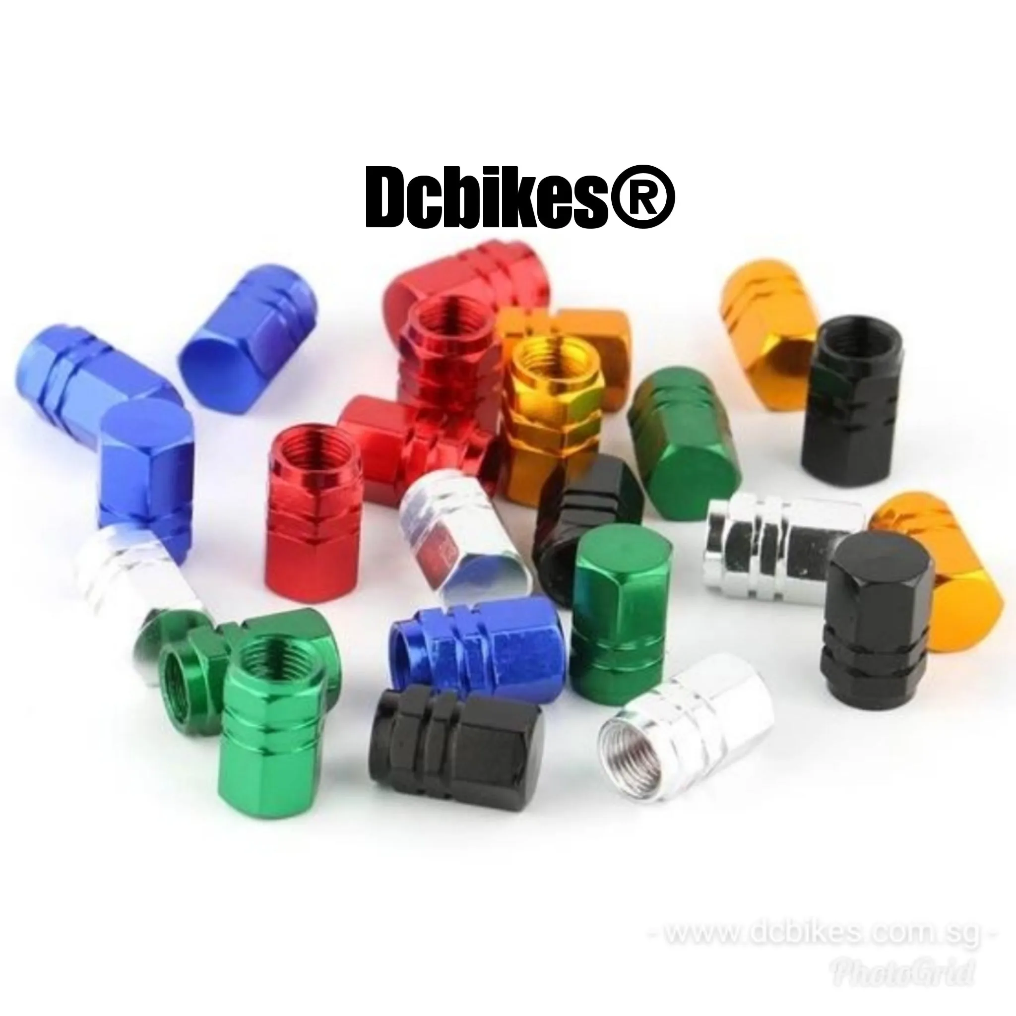 Hexagon Anodized MTB Escooter Motorcycle Schrader Valve Caps (2 Pieces)