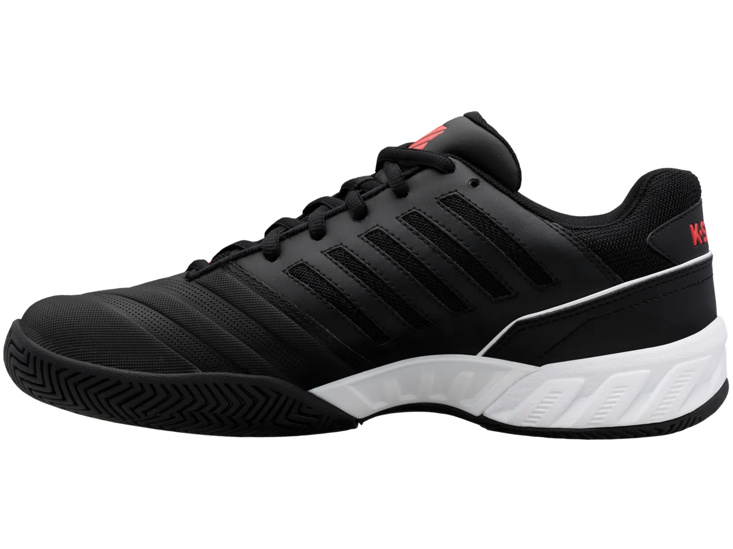 K-Swiss Men's Bigshot Light 4 Tennis Shoes in Black/White/Poppy Red