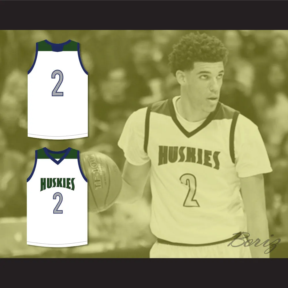 Lonzo Ball 2 Chino Hills High School Huskies White Basketball Jersey