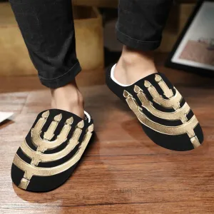Men Cotton House Non Slip Slippers Menorah 2 Chronicles 6:36 Jerusalem