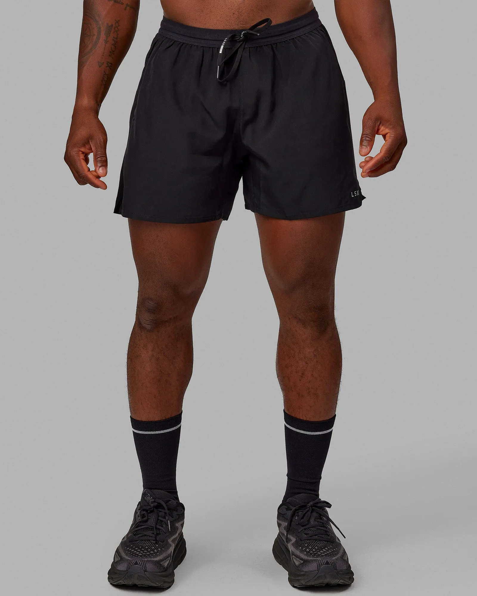 Pace Lined Performance Short  5" - Black-Reflective
