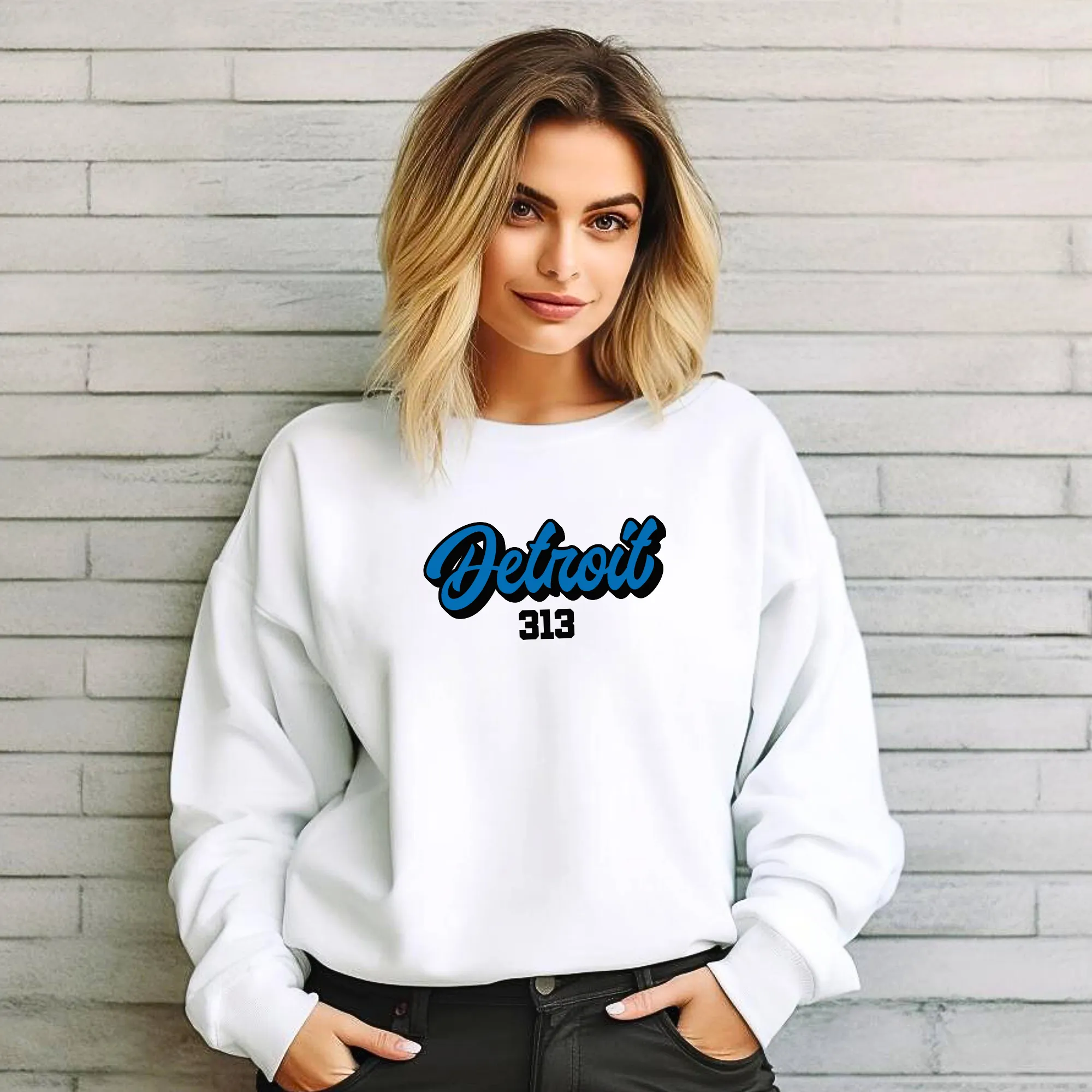 "313 Football" Relaxed Fit Classic Crew Unisex Sweatshirt
