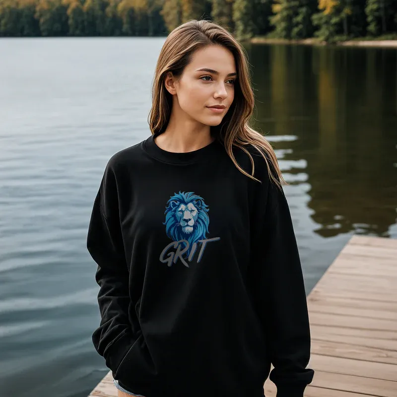 "Lion Grit" Relaxed Fit Classic Crew Unisex Sweatshirt