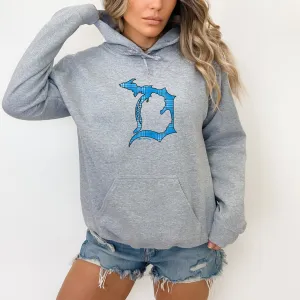 "Plaid Football In The D" Relaxed Fit Classic Unisex Hoodie