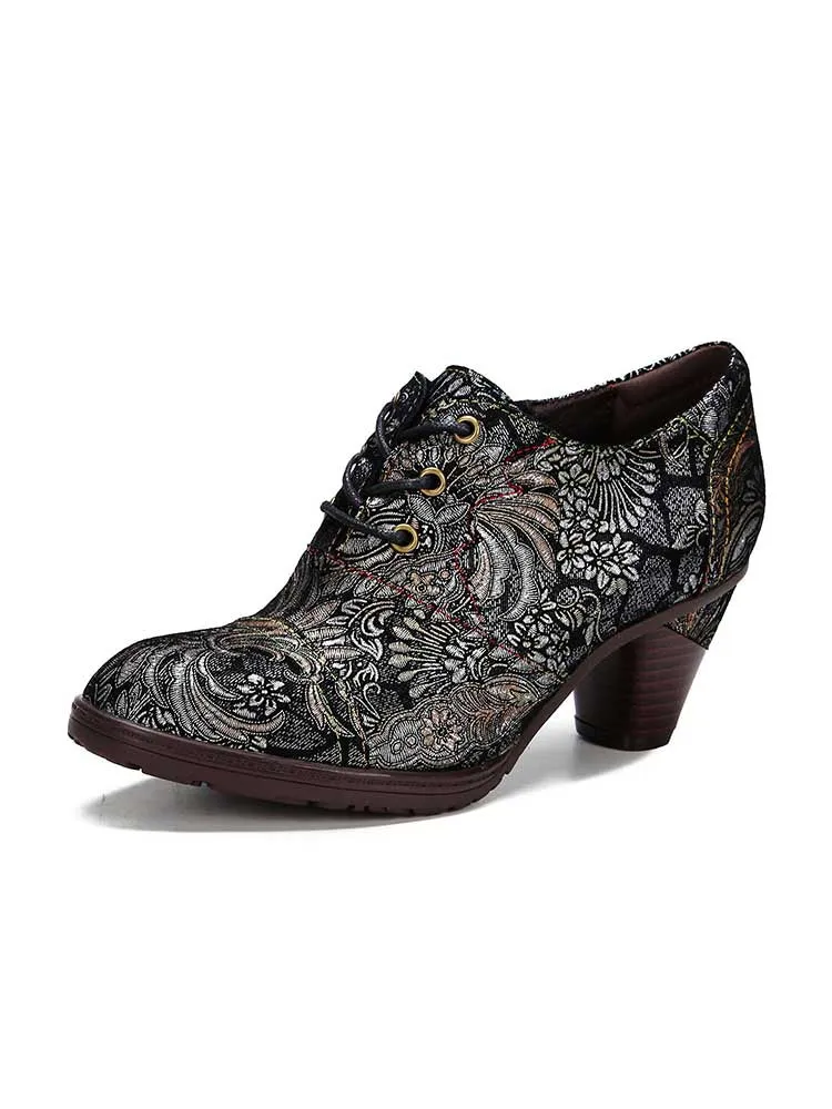 Retro Embroidered Leather Shoes