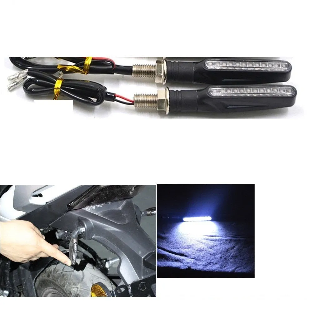 R.J.VON -12V Motorcycle 9 LED Turn Signal Indicator White color Pack of 2 Pcs.