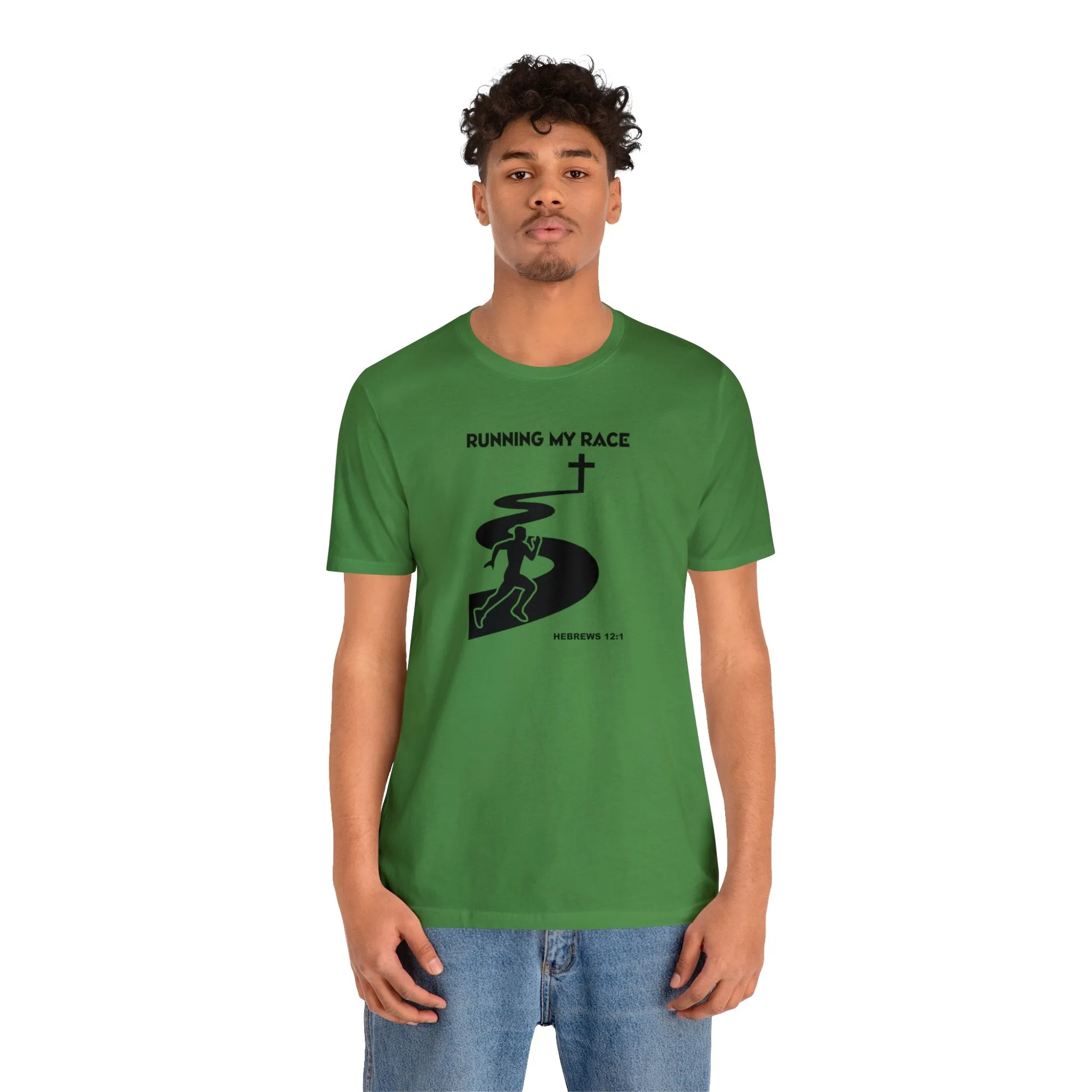 Running My Race Men’s Unisex Jersey Short Sleeve Tee