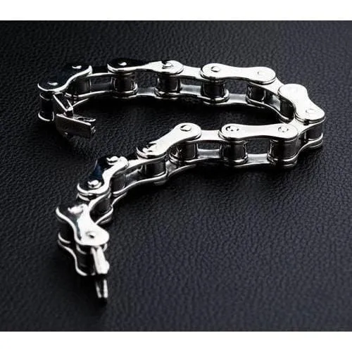 Small Sterling Silver Bike Chain Bracelet