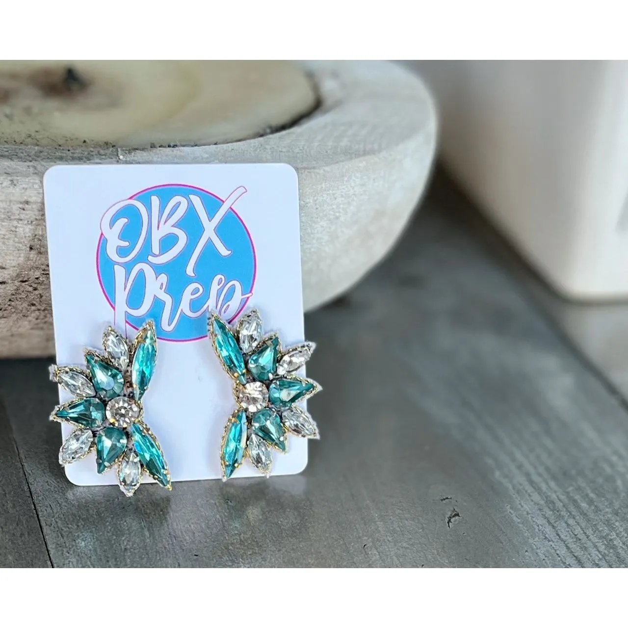 Sophie Bright Rhinestone Stud Earrings in Blues S