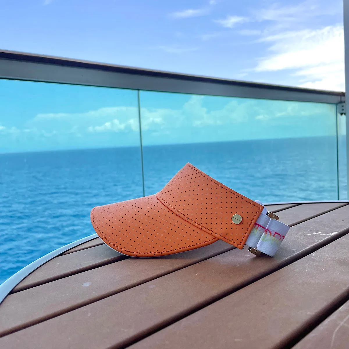 The Leather Visor - Papaya Sorbet & Gold