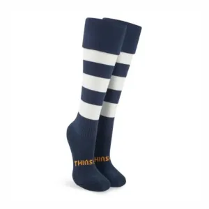 ThinSkins Football Socks - Navy with White Hoops