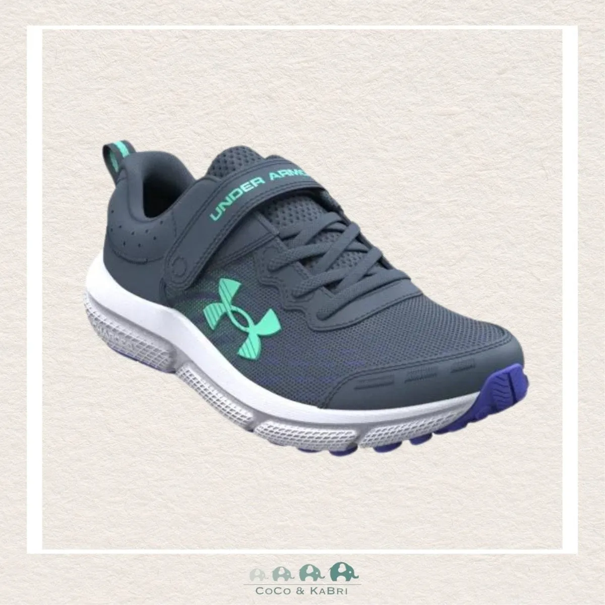 Under Armour: Girl's Pre-School Assert 10 AC Running Shoes - Gray/Green (P1-193)