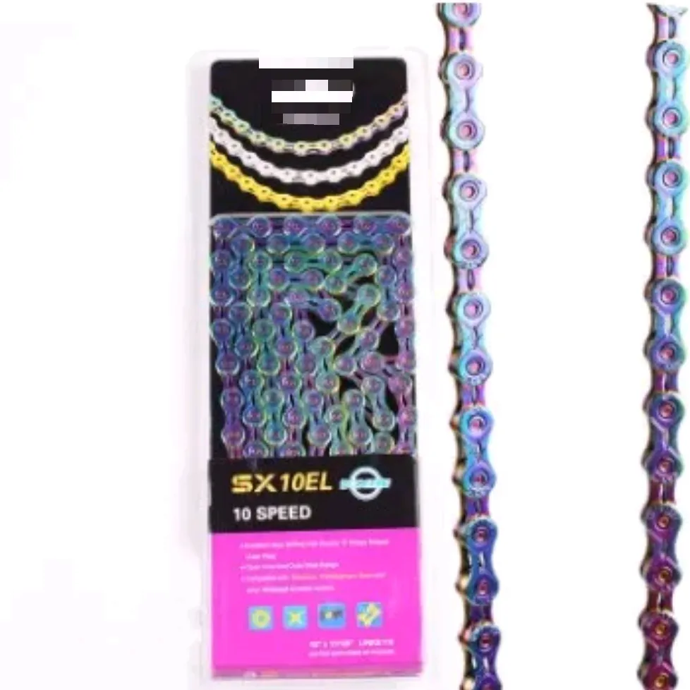 X10 EL PVD Oil Slick Titanium Coating MTB Road Bike 10 Speed Chain   Missing Link